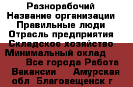 Разнорабочий › Название организации ­ Правильные люди › Отрасль предприятия ­ Складское хозяйство › Минимальный оклад ­ 28 000 - Все города Работа » Вакансии   . Амурская обл.,Благовещенск г.